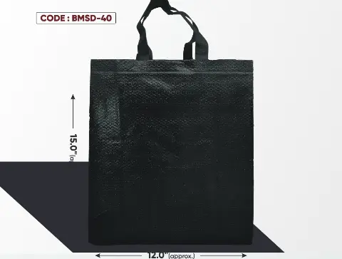 Black Medium Standing Diamond Glossy Bag with Black Handle