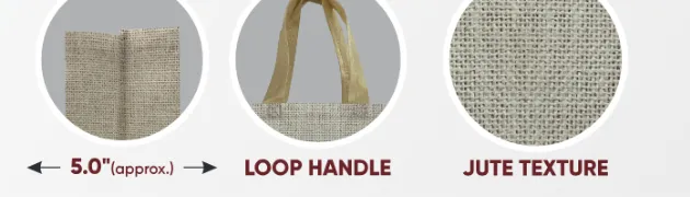 Close-ups of the gusset, handle and texture of Jute Look Medium Bag with Cream Handle