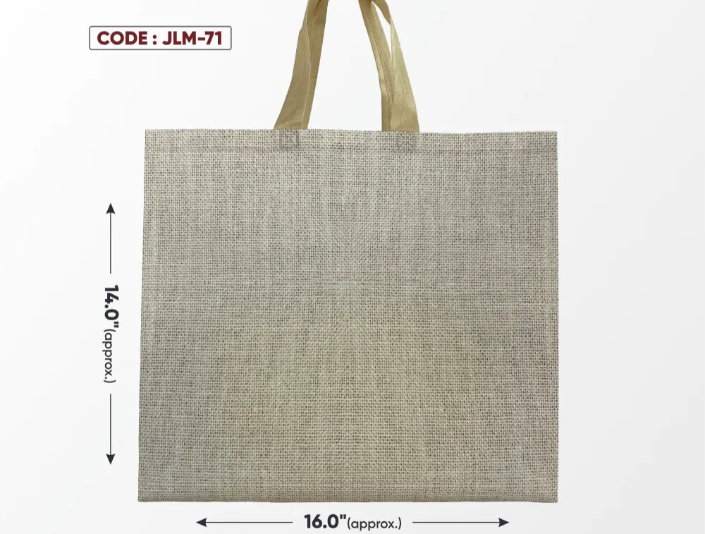 Jute Look Medium Bag with Cream Handle