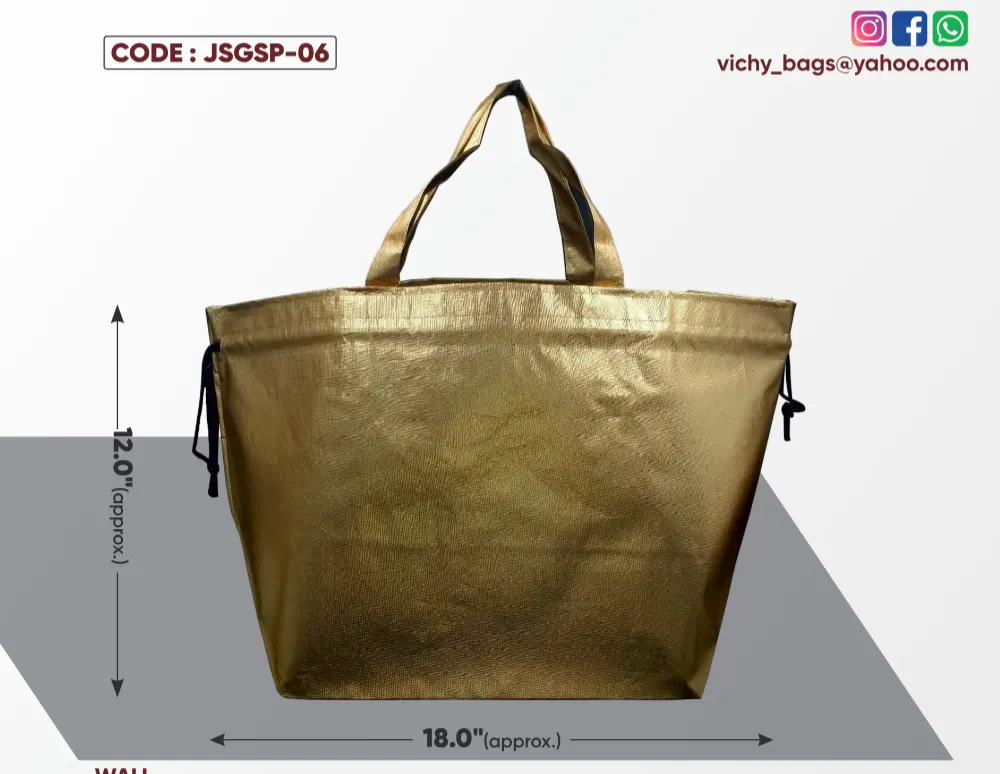 Golden Metallic Small Potli Bag with Rassi & Golden Handle