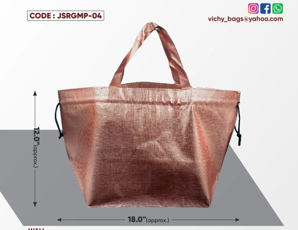 Rose Gold Metallic Small Potli Bag with Rassi & Rose Gold Handle