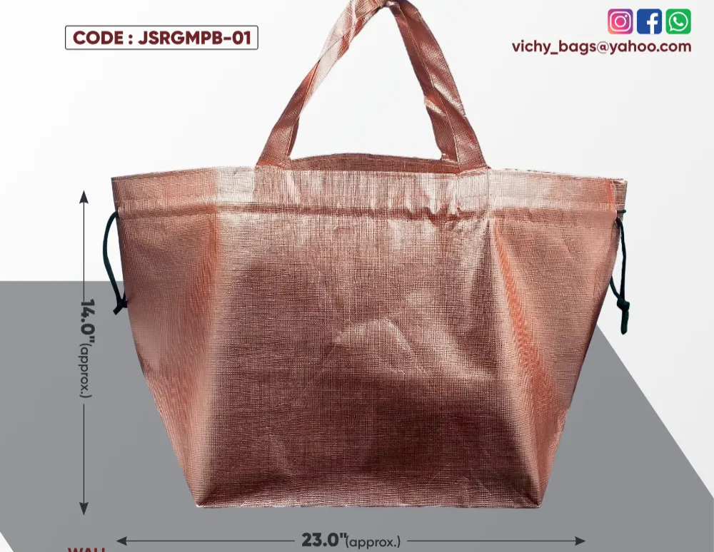 Rose Gold Metallic Big Potli Bag with Rassi & Rose Gold Handle