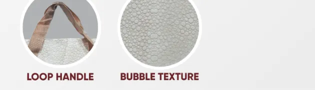 Close-ups of the gusset, handle and texture of Jumbo Zip Bag