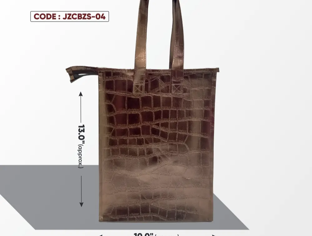 Copper Brown Zipper Shining Big Crocodile Bag with Copper Handle
