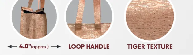 Close-ups of the gusset, handle and texture of Cream with Golden Stripes Zipper Bag & Cream Handle