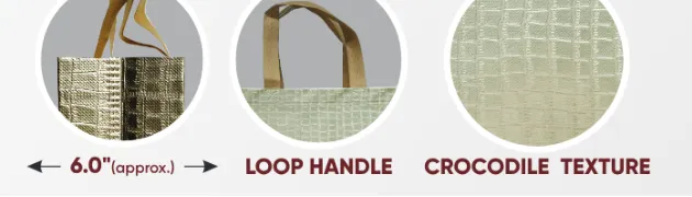 Close-ups of the gusset, handle and texture of Light Golden Medium Crocodile Bag with Cream Handle