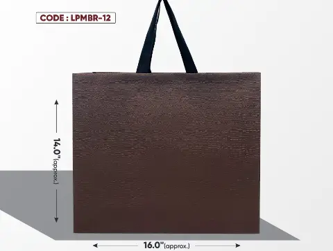 Leather Paper Look Medium Brown Bag with Black Handle
