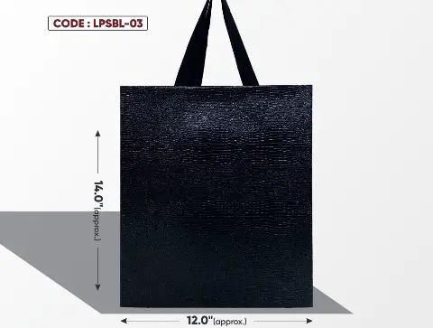 Leather Paper Look Standing Black Bag with Black Handle