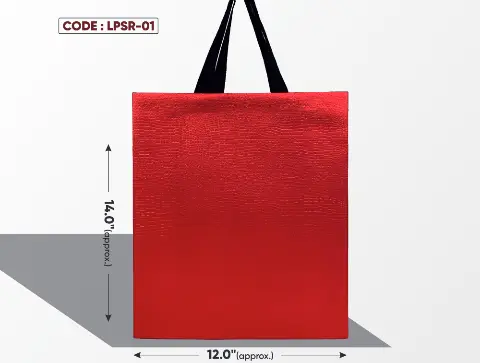 Leather Paper Look Standing Red Bag with Black Handle