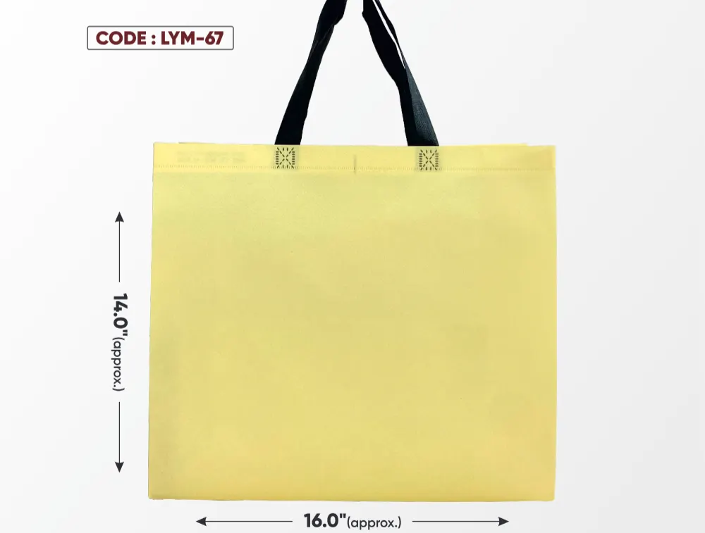 Light Yellow Medium Bag with Black Handle