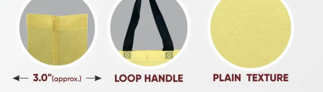 Close-ups of the gusset, handle and texture of Light Yellow Mini Bag with Black Handle