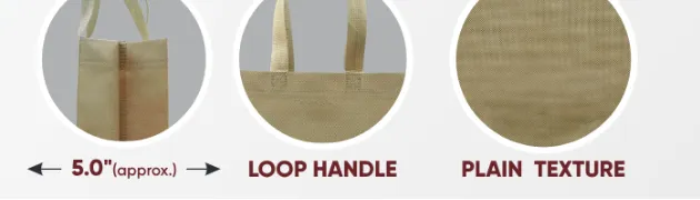 Close-ups of the gusset, handle and texture of Khaki Brown Standing Bag with Brown Handle