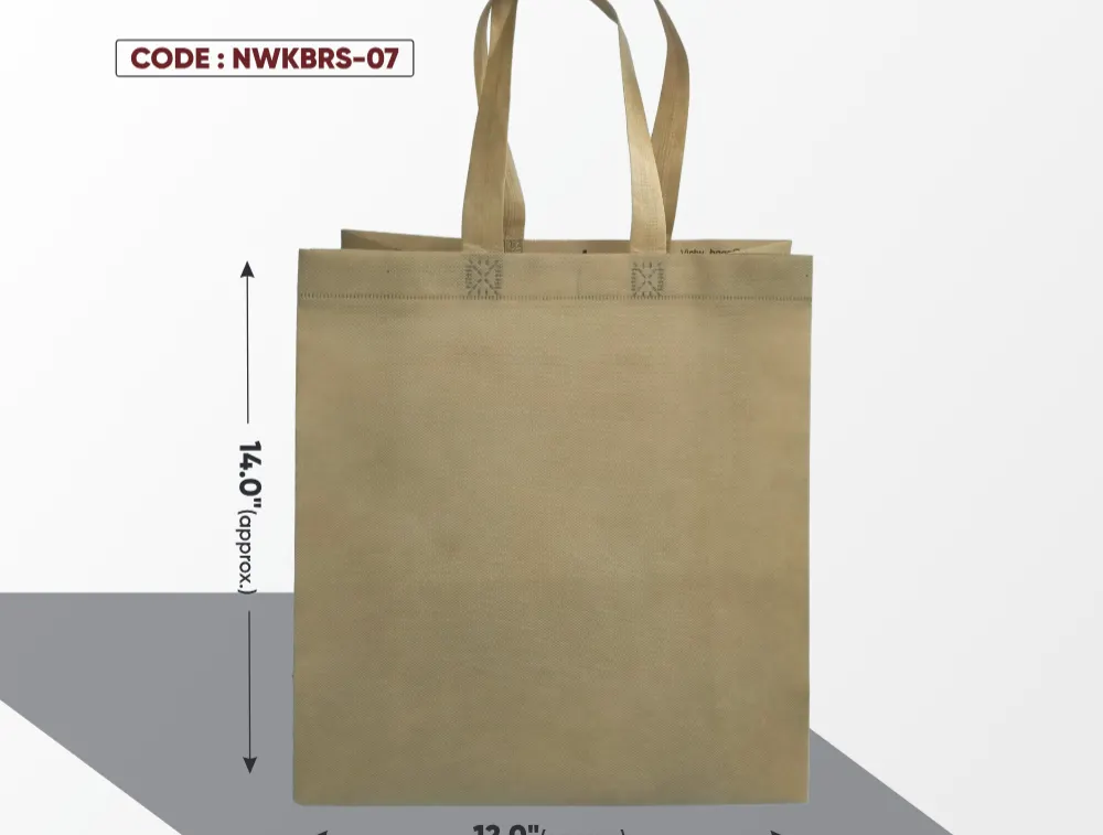 Khaki Brown Standing Bag with Brown Handle