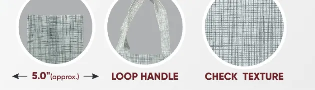 Close-ups of the gusset, handle and texture of Light Grey Standing Bag with Grey Handle