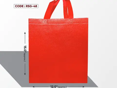 Red Standing Glossy Bag with Red Handle