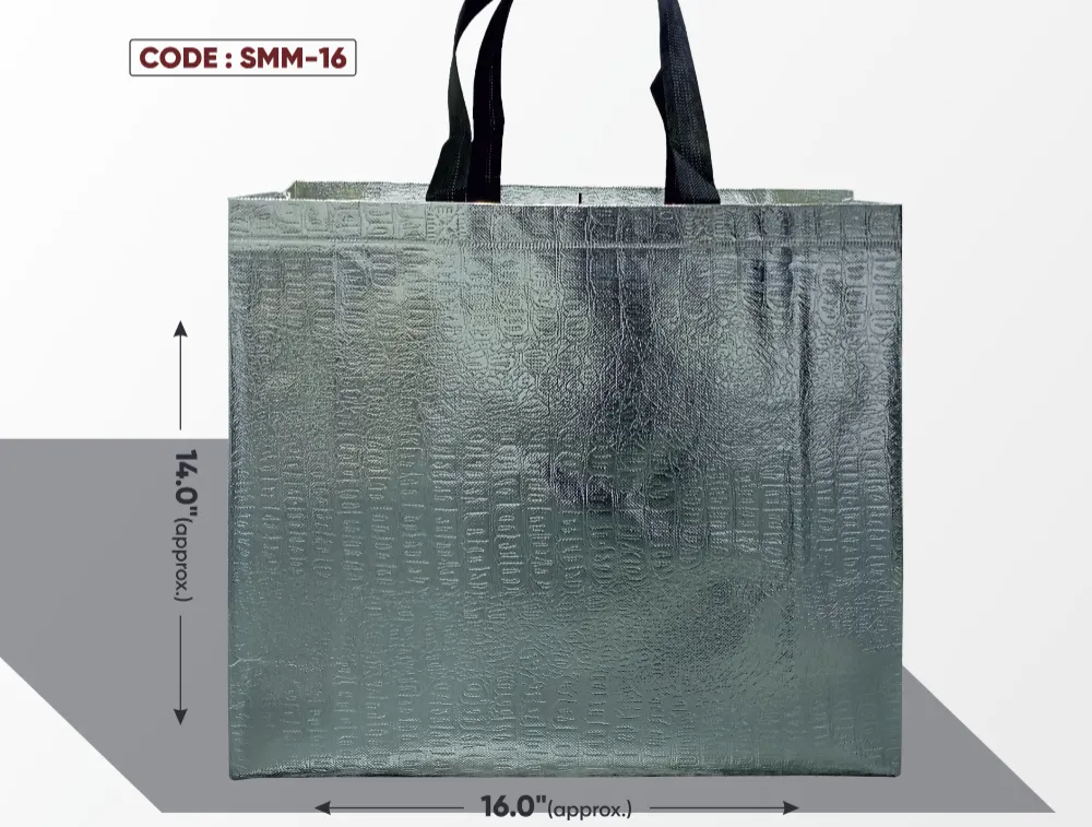 Silver Medium Metallic Crocodile Glossy Bag with Black Handle