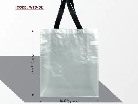 White Transparent Standing Woven Bag with Black Handle
