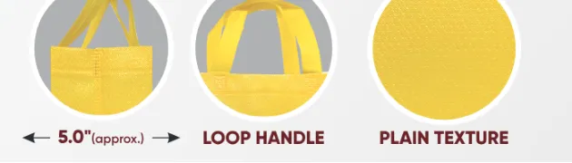 Close-ups of the gusset, handle and texture of Yellow Standing Glossy Bag with Yellow Handle